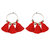 JewelMaze Gold Plated Red Thread Earrings