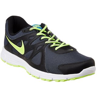 nike revolution ii grey flourecent green running shoes