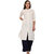 Pistaa women's Solid Cotton Off White Kurta With Fold up Sleeves