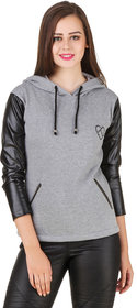 Texco Black Leather Long Sleeve Grey Party Sweatshirt