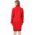 Texco Red Longline Lace Detailed Lapel Collar Party Coat