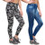 Nick Fashion Skinny Printed Women's Black Blue High Rise Stretchable Regular Fit Jeggins For Women(Pack of 2)