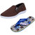 Indistar Mens Multicolored Canvas Sneakers And Haiwaii House Slippers (Pack Of 2)