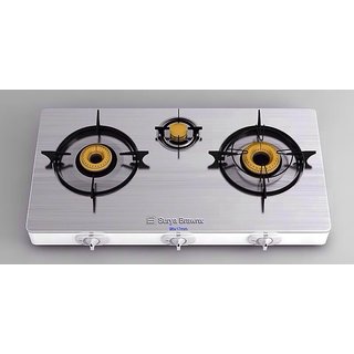 Surya 3 burner gas stove with marble finish top