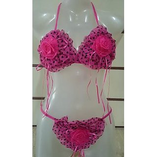 Buy Pink Bikini Hot Heart Rose Fun Lingerie 2pc Bra Panty G String Bedroom Set Online Shopclues Com
