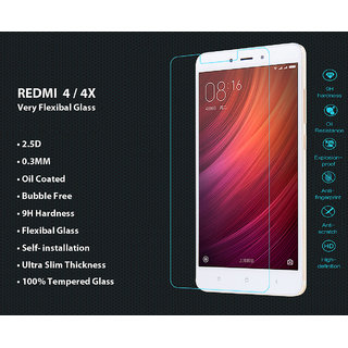 Redmi 4 / 4X Very Flexible Premium Quality 2.5D Tempered Glass.