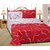 AMAYRA Cotton Double Bed Sheet with 2 Pillow Covers, Red-White-Stripes, Platinum Series