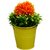Orange Assorted Decorative Flower With Yellow Metallic Pot