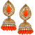 JewelMaze Orange Beads And Stone Gold Plated Jhumki Earrings