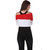 Texco Red Block Print One Shoulder Crop Tops For Women
