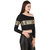 Texco Winter One Off Shoulder Black & Gold Foil Printed Party Crop Top