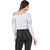 Texco Winter One Off Shoulder White & Silver Foil Printed Party Crop Top
