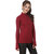 Texco Lurex Maroon Zipper Mock Neck Well Crafted Sweatshirt With Attached Gloves