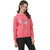 Texco Pink Slogan Crop Winter Sweatshirt