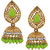 JewelMaze Green Beads And Stone Gold Plated Jhumki Earrings