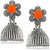 JewelMaze Orange Beads Silver Plated Jhumki Earrings