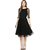 Klick2Style Black Self Design Fit  Flare Dress For Women