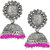 JewelMaze Pink Beads Silver Plated Jhumki Earrings