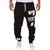 Joggers Park Mens Black Placement Print Relaxed Fit Joggers