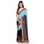 Ligalz turquoise and black Georgette Embroidered Saree