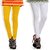 Oleva Cotton Yellow And White Women's Pack Of 2 Legging OLC-2-12