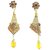 Multicoloured Gold-Plated Stone-Studded Antique Jhumka Earrings (9 cm long) - Golden