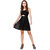 Texco Black Cut-Outs Detailing Stylish Bow Back Lace Embelished Party Skater Dress