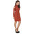 Texco Rust bodycon roll neck embelish cold shoulder sleeve winter dress