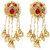 Meia Gold Plated Maroon Kundan Dangler Kan Chain Earrings