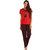 Lenissa Presents Women's Superior Comfortable Pyjama Set with Red & Black Cat Paw Print