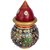 Marble Pooja / Puja Kalash with Marble Coconut and Peacock Hand Painting  Kundan Meenakari Work in gold color - 4