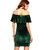Aashish Fabrics - Bottle Green Off Shoulder Ruffle Women Velvet Dress