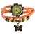Orange Non-Precious Metal Multiband Watch Bracelet With Butterfly Charm For Girls