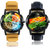 Nubela Designer Multi-Color Printed Dial Analogue Watch For Man And Boy (Combo Of 2)