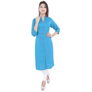 sky blue plain kurti design