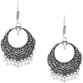 The Jewelbox Dainty Indian Jaipur Oxidized German Silver The Jewelbox Dainty Indian Jaipur Oxidized German Silver Chandbali Earring For Women