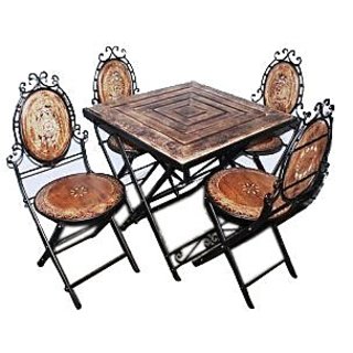 Easy Foldable Amazing Coffee Table Set, Wrought Iron And Timber Coffee Table