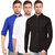 Black Bee Chinese Collar Poly-Cotton Shirts For Men Pack of 3