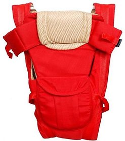 JOHN RICHARD Adjustable Hands-Free 4-in-1 Baby Carry Bag with Comfortable Head Support  Buckle Straps (Red)