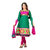 Florence Green Cotton Embroidered Dress Material (Unstitched)