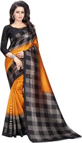 AS fashion Printed mustard checks Saree for Women's, Casual wear and wok wear