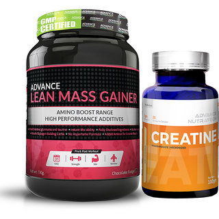 Advance Nutratech Lean Mass Gainer 1Kg (2.2Lbs) Chocolate + Creatine Monohydrate unflavored 100 gm
