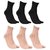 6 Pairs Women Black Brown Ankle Length Cotton Thumb Socks