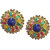 My Design Floral Gold Plated Multicolor Stud Earrings Set