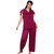 Boosah Women's Maroon & Light Blue Satin 2 Night Suit