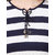Texco Women'S Navy & White Stripe Butterfly Sleeve Drawstring Neckline Stylish Trendy Top