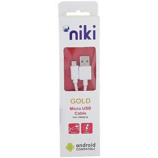 Niki Micro USB Data Cable,Fast Charging@2 Amps -White 1 Meter