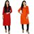 Boutique Ever Red,blue color block kurti and orange kurti combo set in rayon fabric