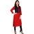 Boutique Ever Red,blue color block kurti and orange kurti combo set in rayon fabric