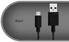Emerald ( EKI ) Nylon Braided Micro USB Cable, Fast Charging Cables for All Android Mobile Phones USBC288 100cm black